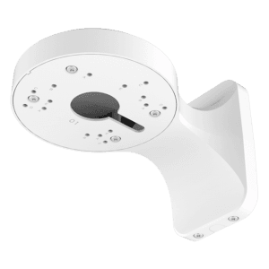 Wasser- und staubdichte Mauerhalterung in Weiß für alle Dome-Kameras. Mit Kabelmanagement – ideal für sichere und saubere Wandmontage.
