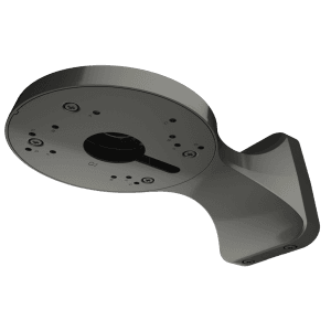 Wasser- und staubdichte Mauerhalterung in Schwarz für alle Dome-Kameras. Mit Kabelmanagement – ideal für sichere und saubere Wandmontage.