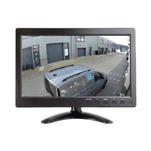 10-Zoll HDMI-Monitor für Überwachungskameras. Kompakte Größe – ideal für Büro & Empfang. Live-Bilder ansehen oder Aufnahmen einfach zurückspielen.