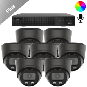 Vollständig komplettes Set mit 7 Kameras. 7× die AI-ISP Full-Color-Kamera mit 24/7 Farbnachtsicht, plus Rekorder und sämtlichem benötigten Zubehör.