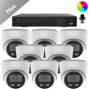Komplettes Set mit 8 Kameras. Hervorragend gesichert mit der AI-ISP Full-Color-Kamera.