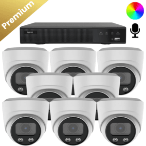 Ein komplettes Kameraüberwachungsset mit 8 Premium Dome Full Color Überwachungskameras. Die Aufnahmen sind 24/7 in Farbe und dank des Mikrofons haben Sie klaren Ton. Die Kameraüberwachung eignet sich für große Häuser oder Unternehmen und ist auch sehr gut für eine WEG geeignet.