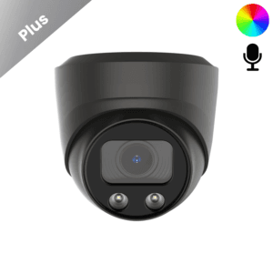 Eine einzelne AI-ISP Überwachungskamera in Schwarz mit 5 MP QHD 2K Qualität. Dank AI-ISP Full-Color Technologie erhalten Sie auch nachts Farbbilder bis zu 40 Metern. Zudem nimmt die Kamera Umgebungsgeräusche zuverlässig auf und eignet sich perfekt für professionelle Sicherheitsüberwachung.