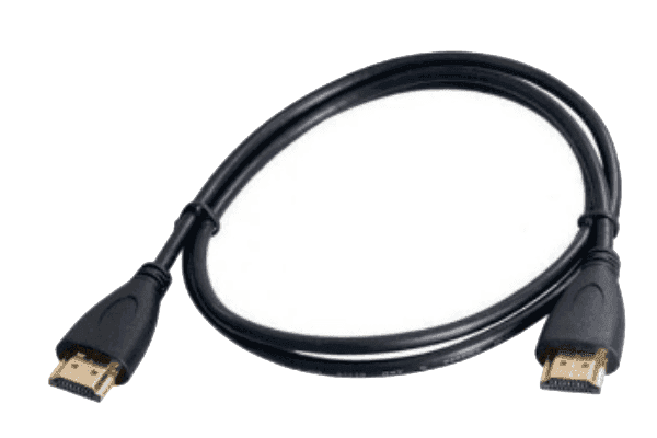 Schwarzes HDMI Kabel für Übertragung von Video und Audio zwischen Recorder, Monitor und Sicherheitssystem